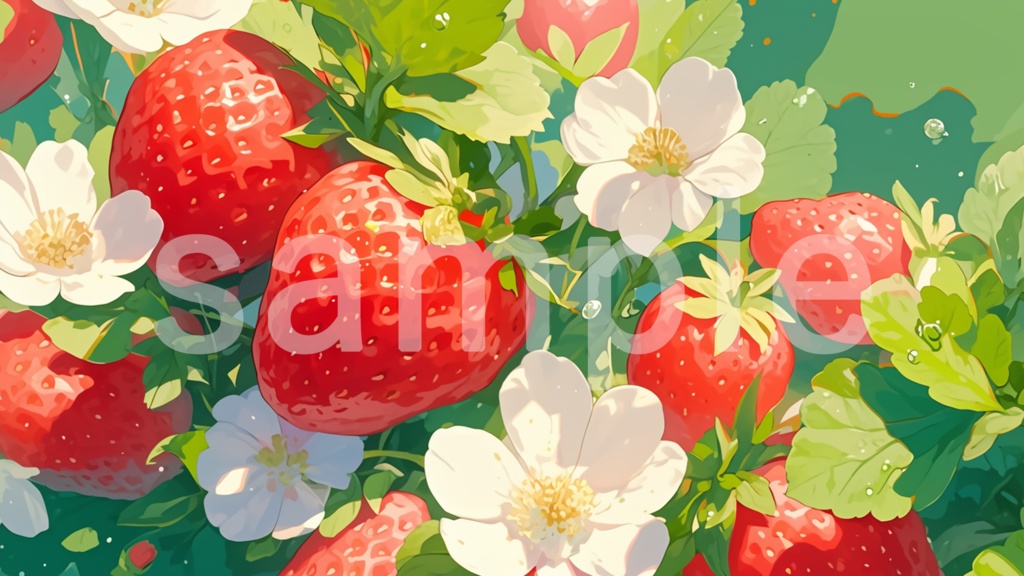 いちごのイラスト背景素材 5枚セット