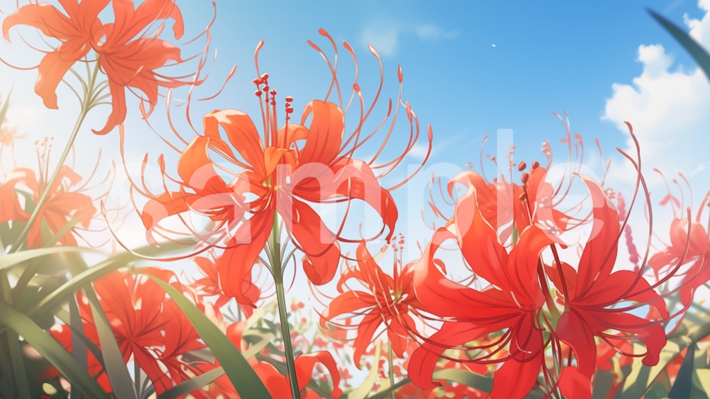 彼岸花のイラスト背景素材 5枚セット