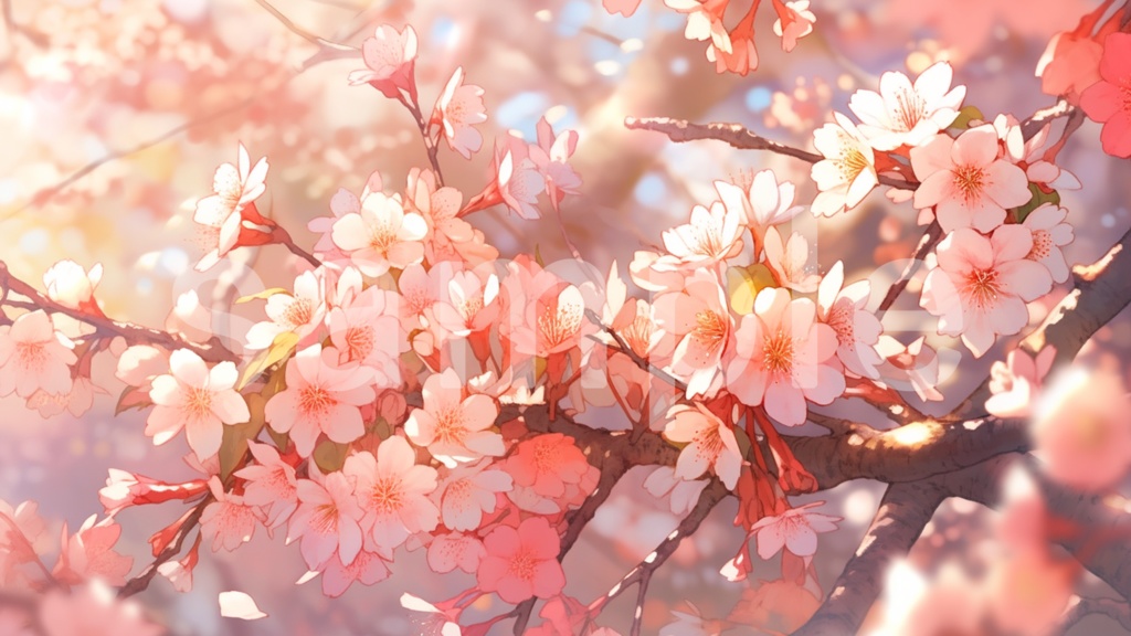 桜のイラスト背景素材 5枚セット