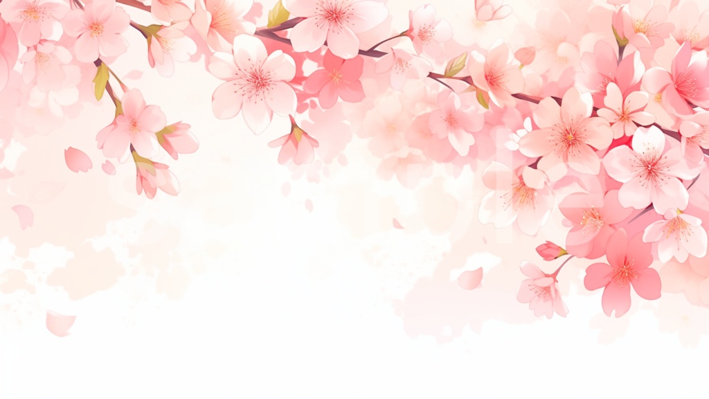 桜のイラストフレーム背景素材 5枚セット