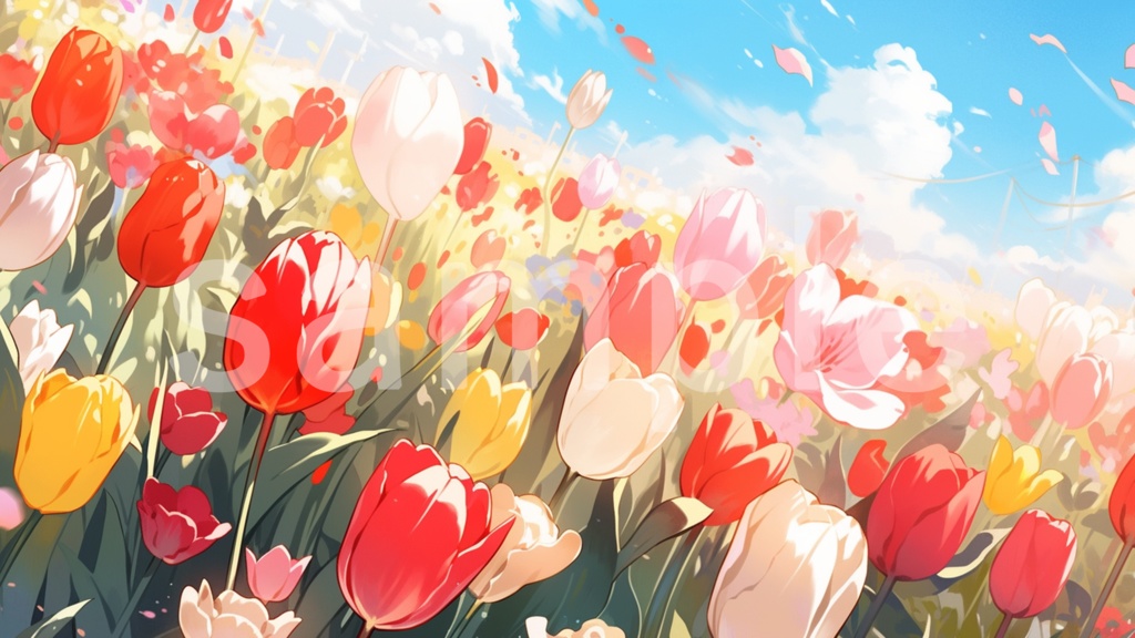 チューリップのイラスト背景素材 5枚セット