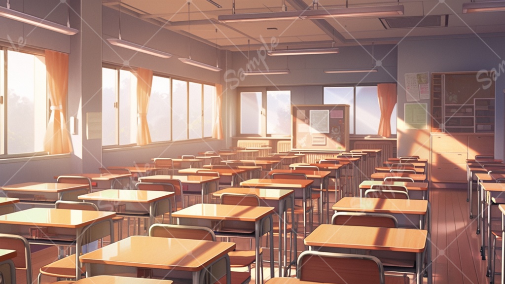 学校の教室 イラスト背景素材 5枚セット