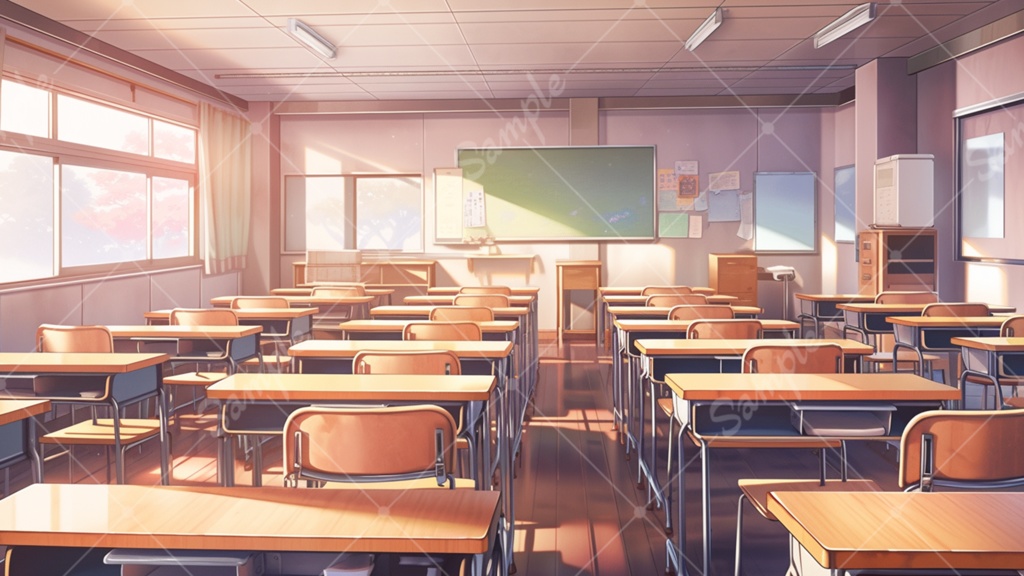 学校の教室 イラスト背景素材 5枚セット