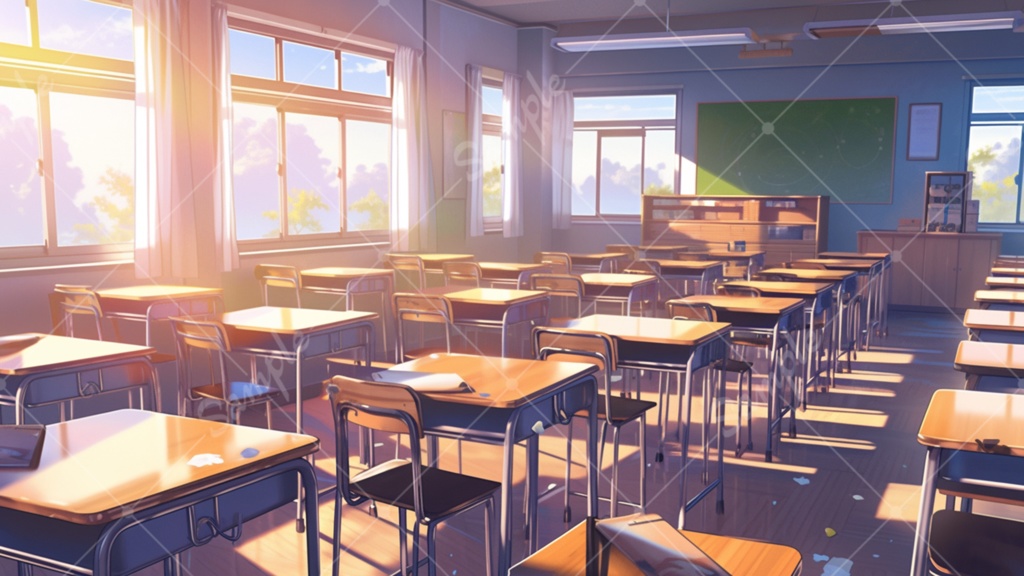 学校の教室 イラスト背景素材 5枚セット