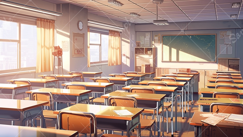 学校の教室 イラスト背景素材 5枚セット
