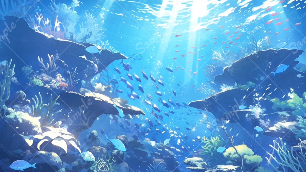 アクアリウムのイラスト背景素材 5枚セット