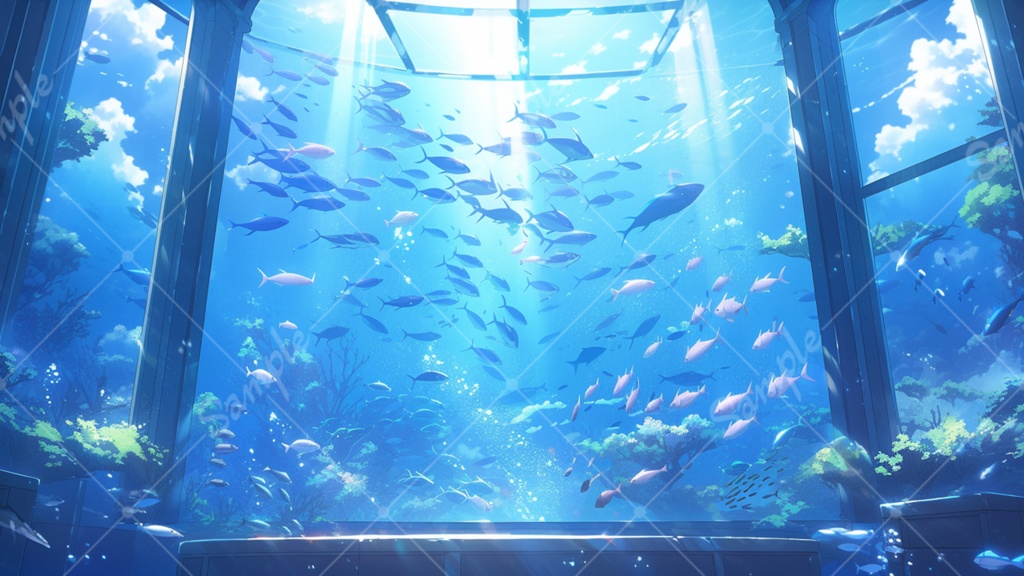 アクアリウムのイラスト背景素材 5枚セット