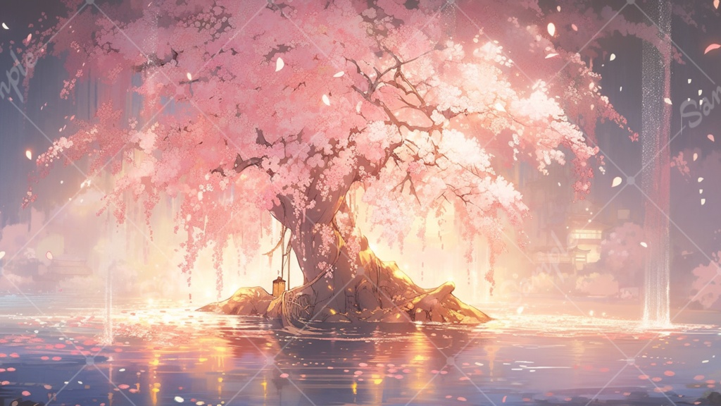 幻想的な桜のイラスト背景素材 5枚セット