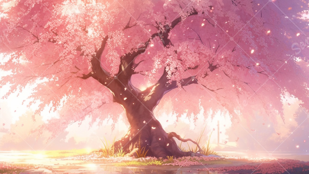 幻想的な桜のイラスト背景素材 5枚セット