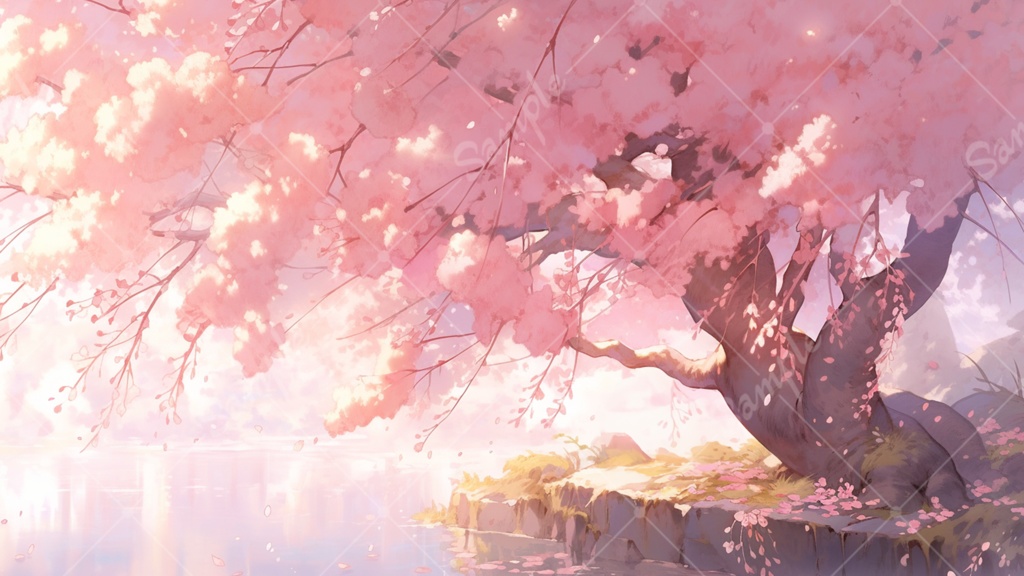 幻想的な桜のイラスト背景素材 5枚セット