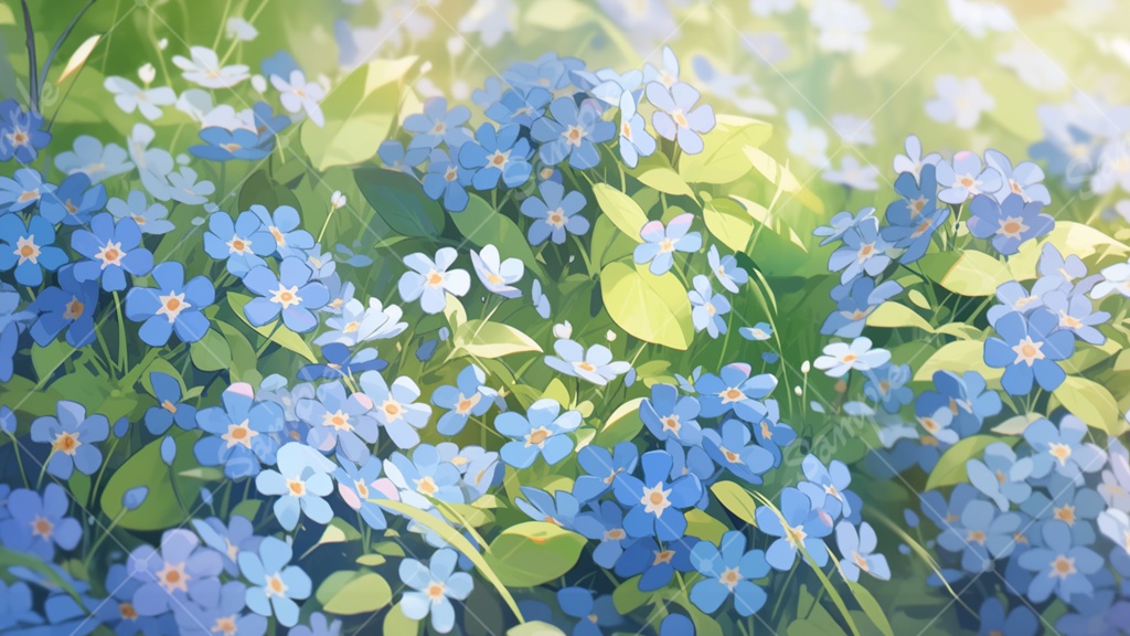 勿忘草のイラスト背景素材 5枚セット