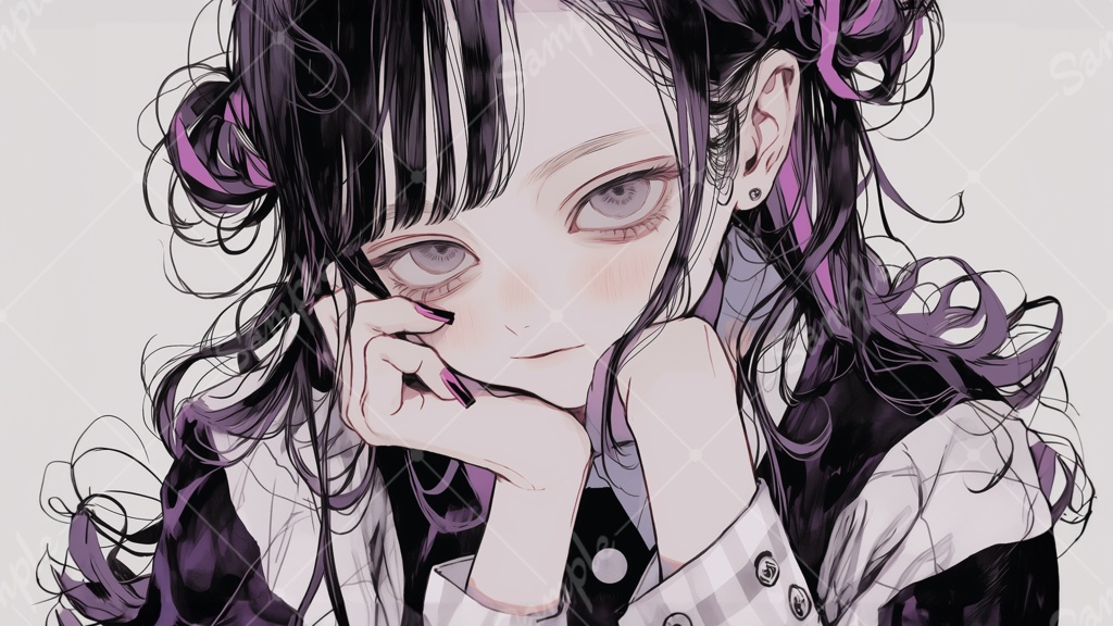 病みかわな女の子のイラスト背景素材 5枚セット