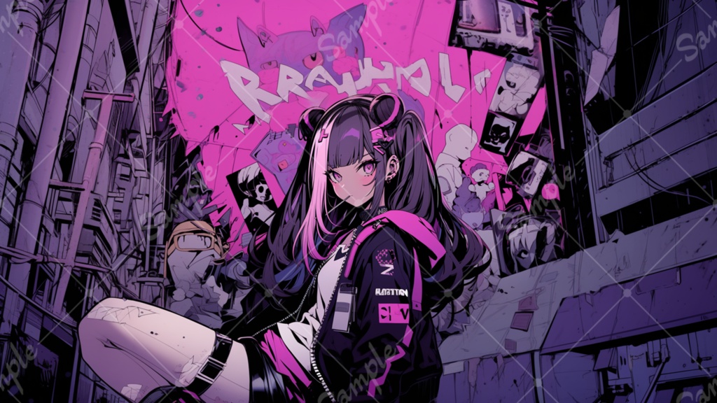 かっこいい女の子 イラスト背景素材 5枚セット