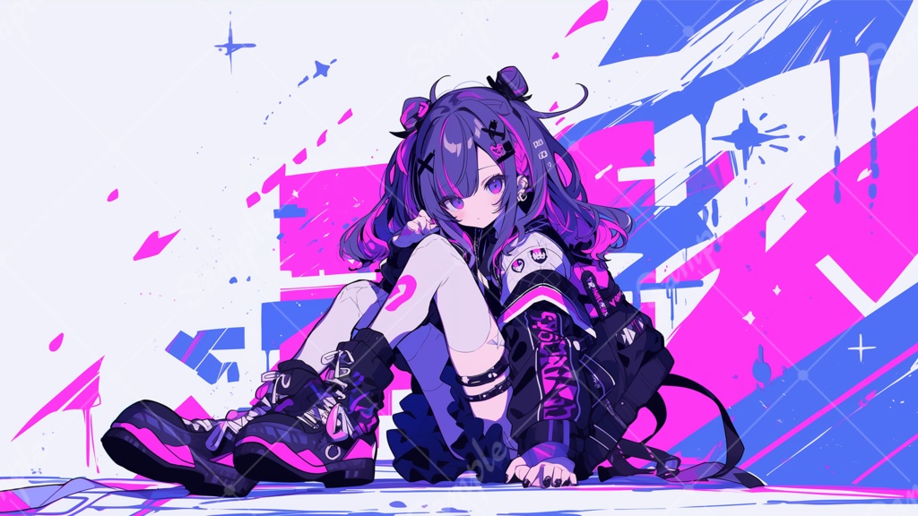 かっこいい女の子 イラスト背景素材 5枚セット