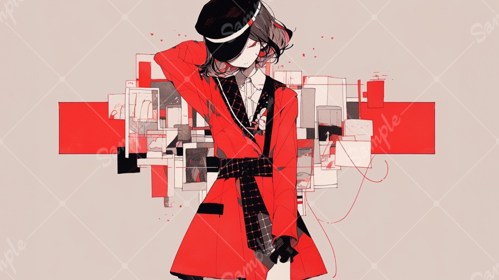 かっこいい女の子 イラスト背景素材 5枚セット