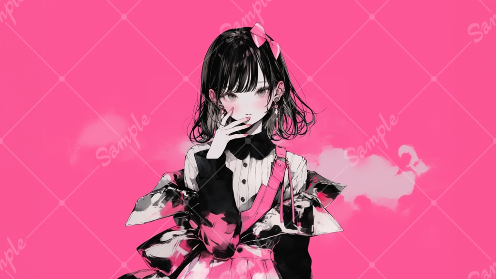 かわいい女の子 イラスト背景素材 5枚セット