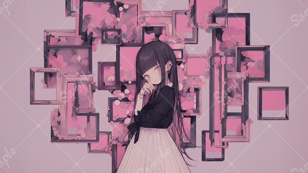 かわいい女の子 イラスト背景素材 5枚セット