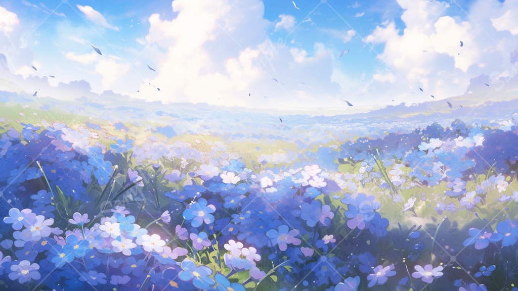 ネモフィラのイラスト背景素材 5枚セット