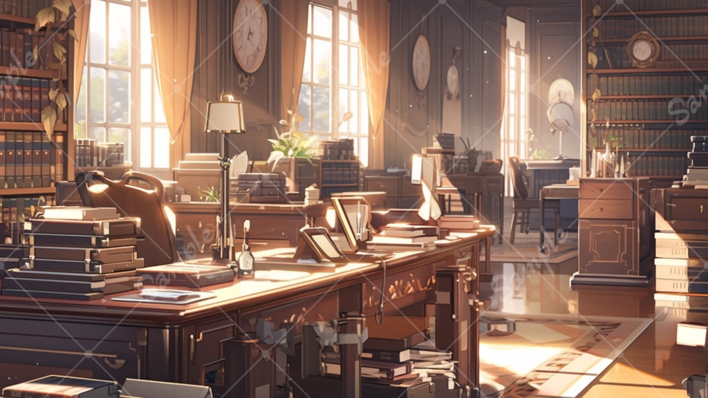 書斎のイラスト背景素材 5枚セット