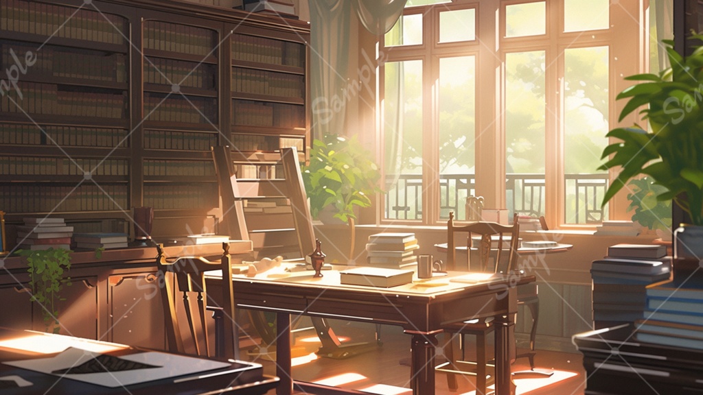 書斎のイラスト背景素材 5枚セット