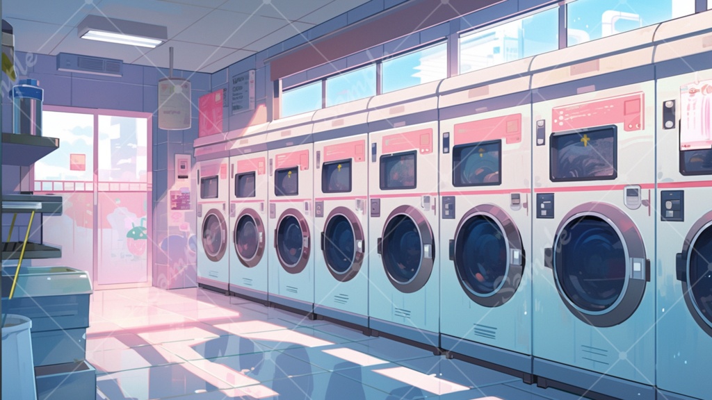 コインランドリーのイラスト背景素材 5枚セット