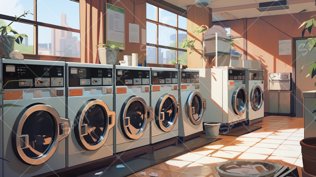 コインランドリーのイラスト背景素材 5枚セット