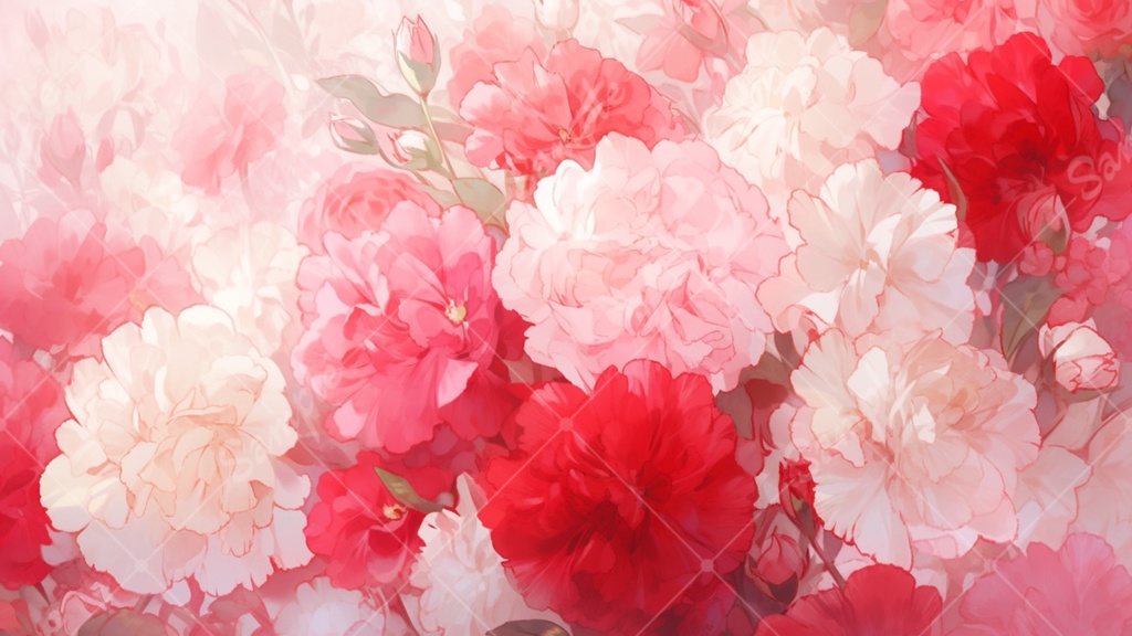 カーネーションのイラスト背景素材 5枚セット