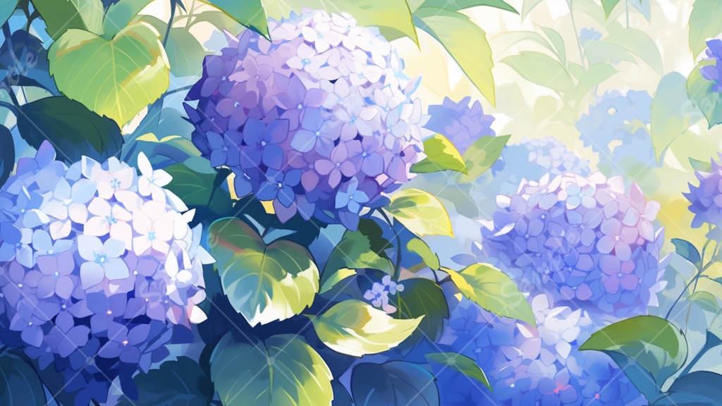 紫陽花のイラスト背景素材 5枚セット