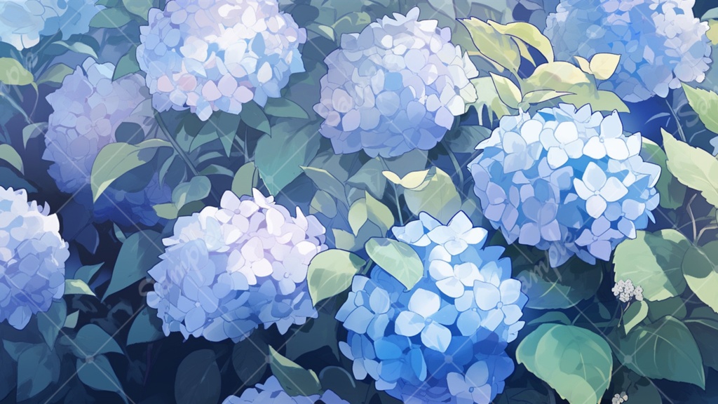 紫陽花のイラスト背景素材 5枚セット