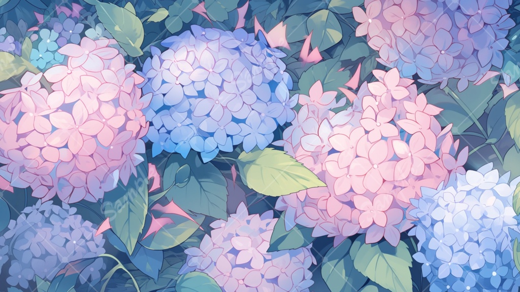 紫陽花のイラスト背景素材 5枚セット