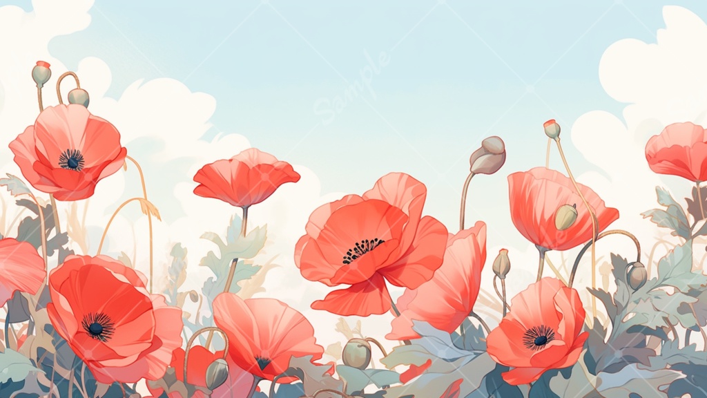 ポピーのイラスト背景素材 5枚セット