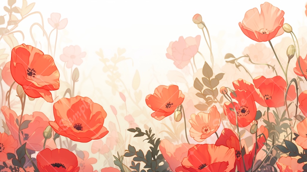 ポピーのイラスト背景素材 5枚セット