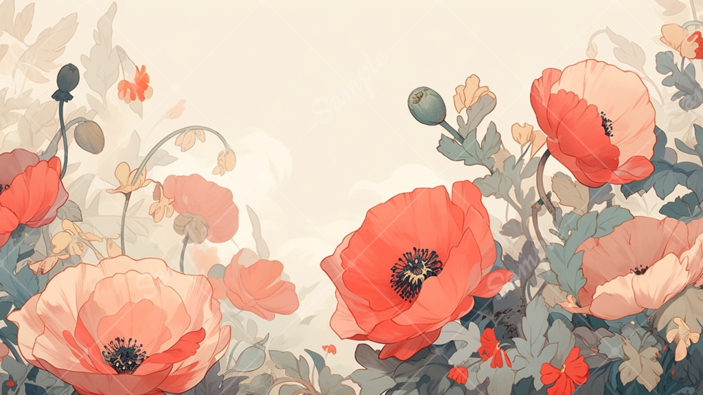 ポピーのイラスト背景素材 5枚セット