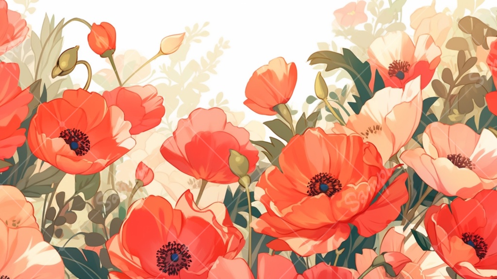 ポピーのイラスト背景素材 5枚セット