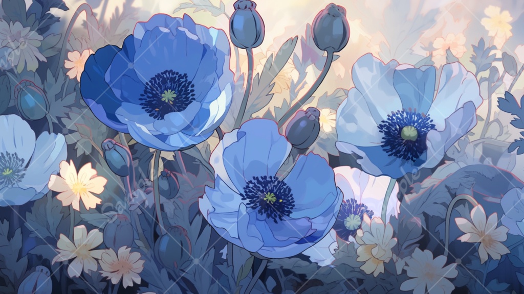 メコノプシスのイラスト背景素材 5枚セット