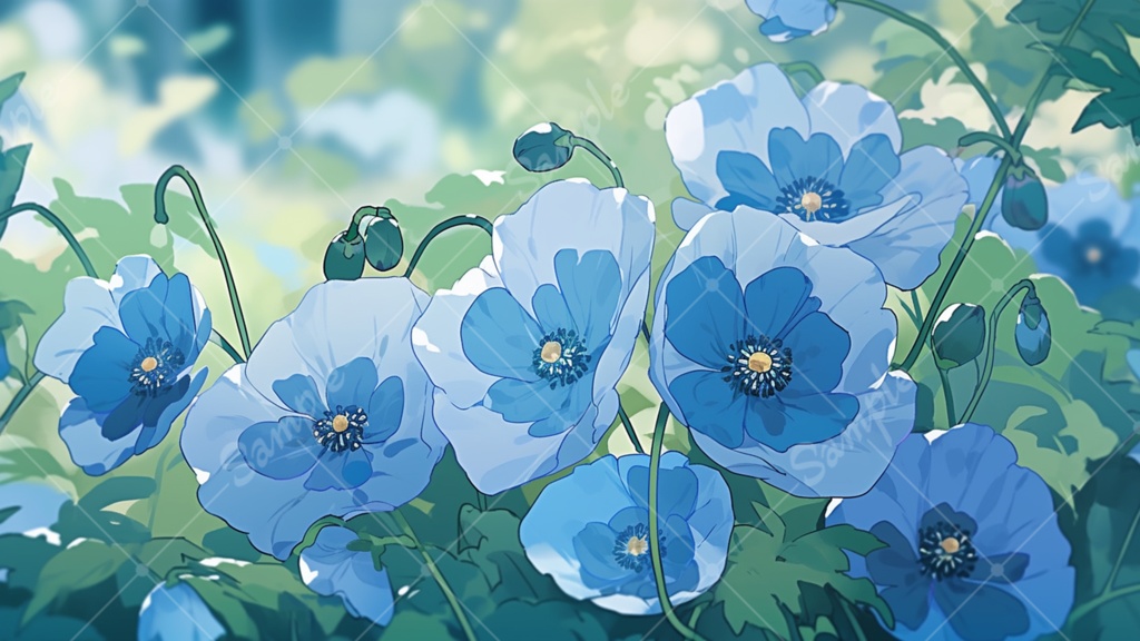 メコノプシスのイラスト背景素材 5枚セット