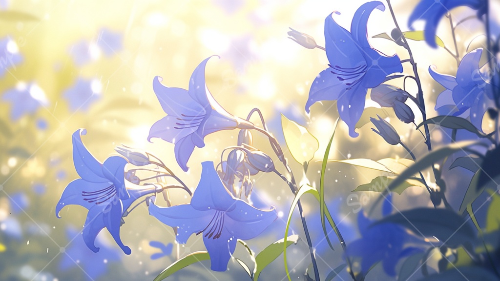 桔梗のイラスト背景素材 5枚セット