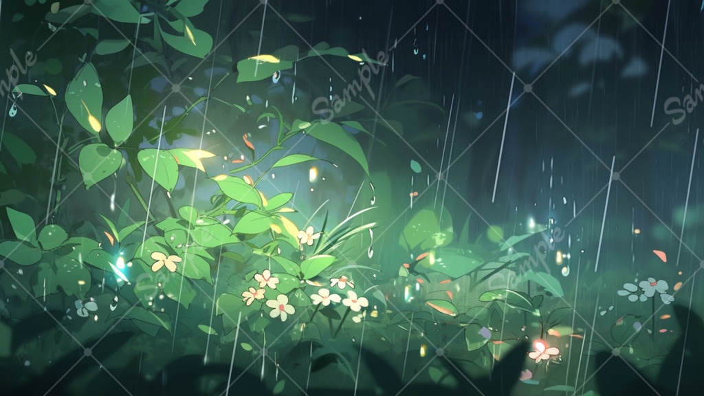 五月雨のイラスト背景素材 5枚セット