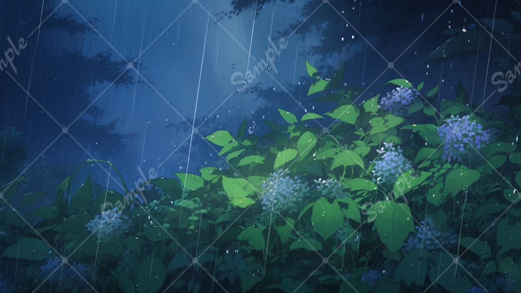 五月雨のイラスト背景素材 5枚セット