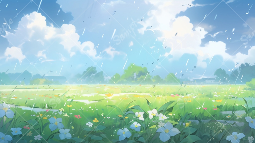 五月雨のイラスト背景素材 5枚セット