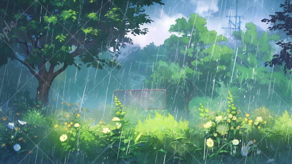 五月雨のイラスト背景素材 5枚セット