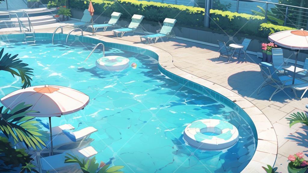 プールのイラスト背景素材 5枚セット