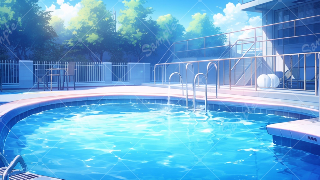 プールのイラスト背景素材 5枚セット