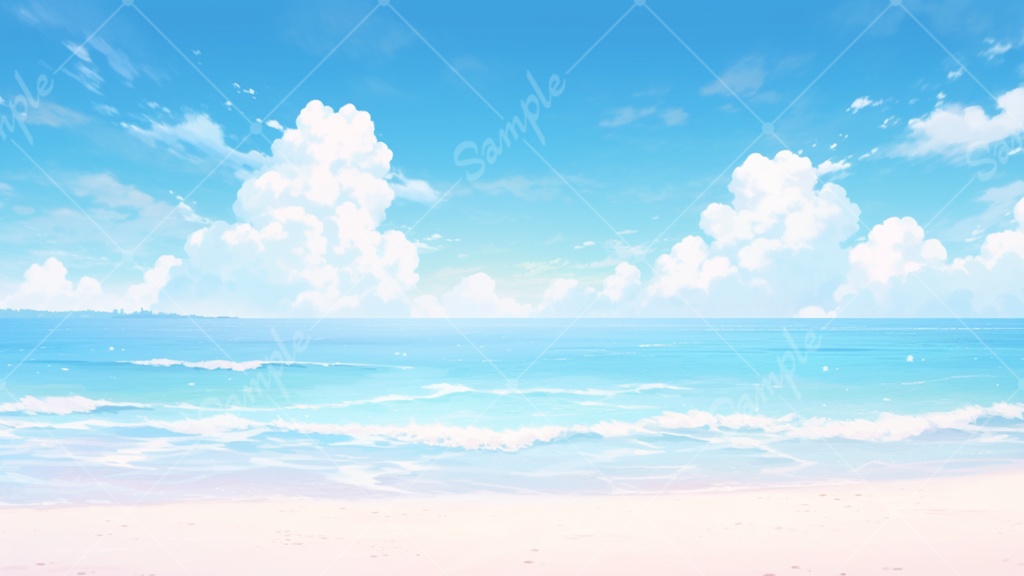 イラスト[海] 8月 夏の海と砂浜と太陽イラスト - No: 25073155｜無料イラスト
