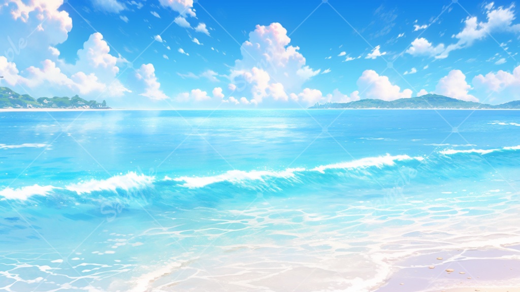 砂浜と海のイラスト背景素材 5枚セット