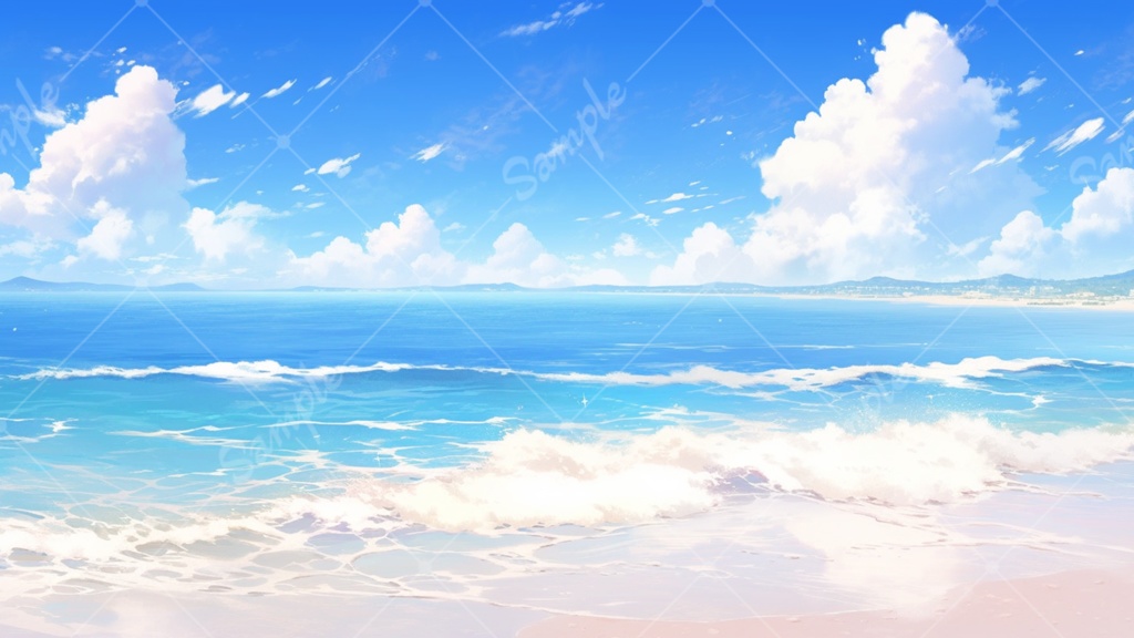 砂浜と海のイラスト背景素材 5枚セット
