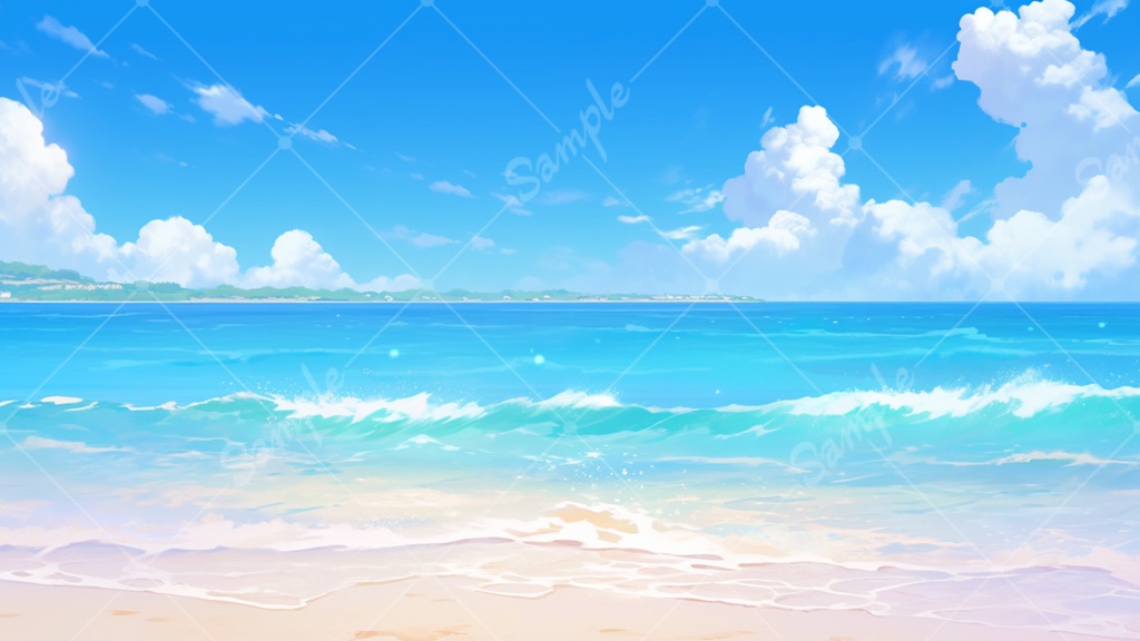 砂浜と海のイラスト背景素材 5枚セット