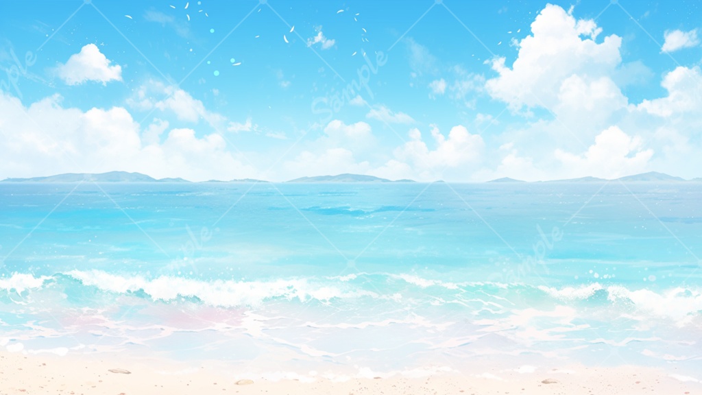 砂浜と海のイラスト背景素材 5枚セット
