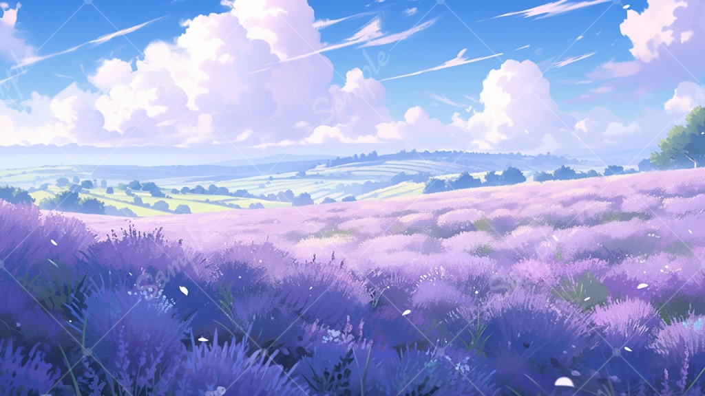 ラベンダーのイラスト背景素材 5枚セット