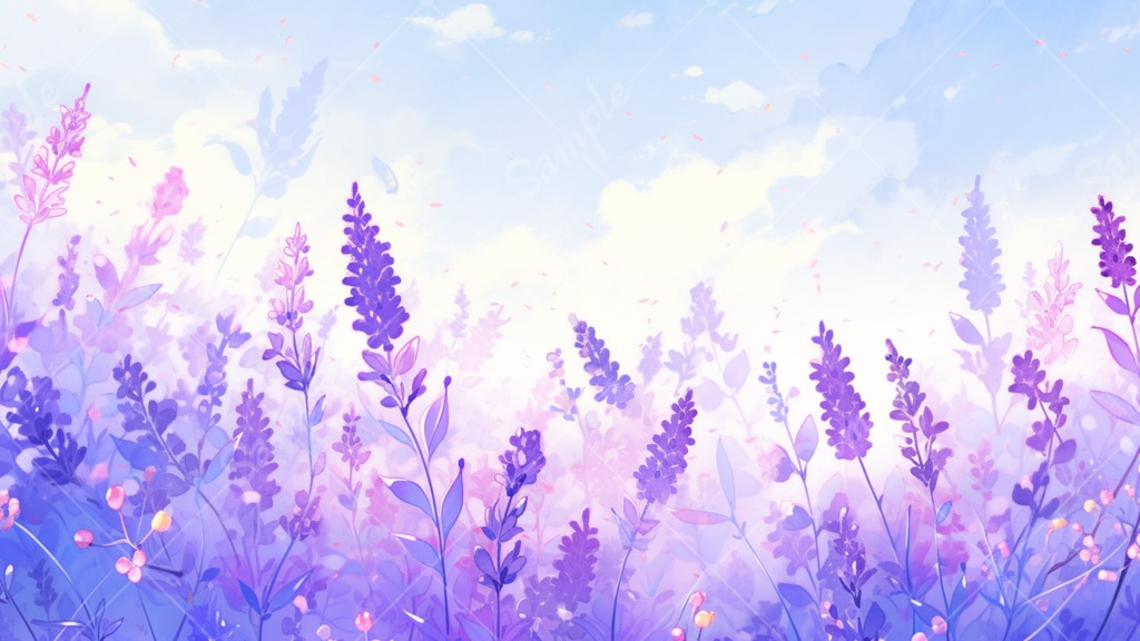 ラベンダーのイラスト背景素材 5枚セット
